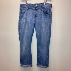 7 For All Mankind Skinny Crop & Roll Jean Capris Light Wash Size 27